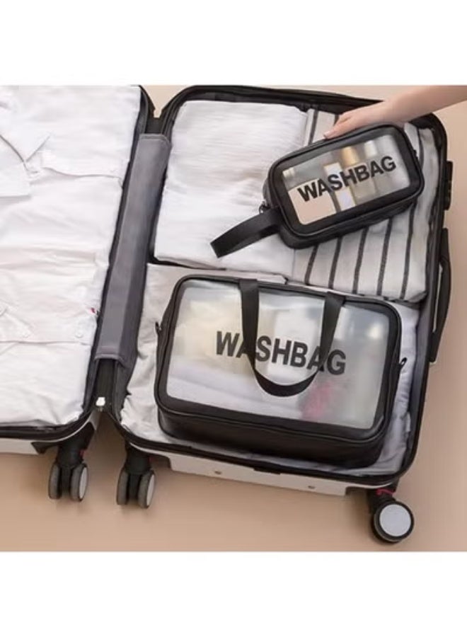 Clear Toiletry Bag Makeup Cosmetic Bag Transparent Travel Wash Bag for Women And Girls (L Black) - Image 3